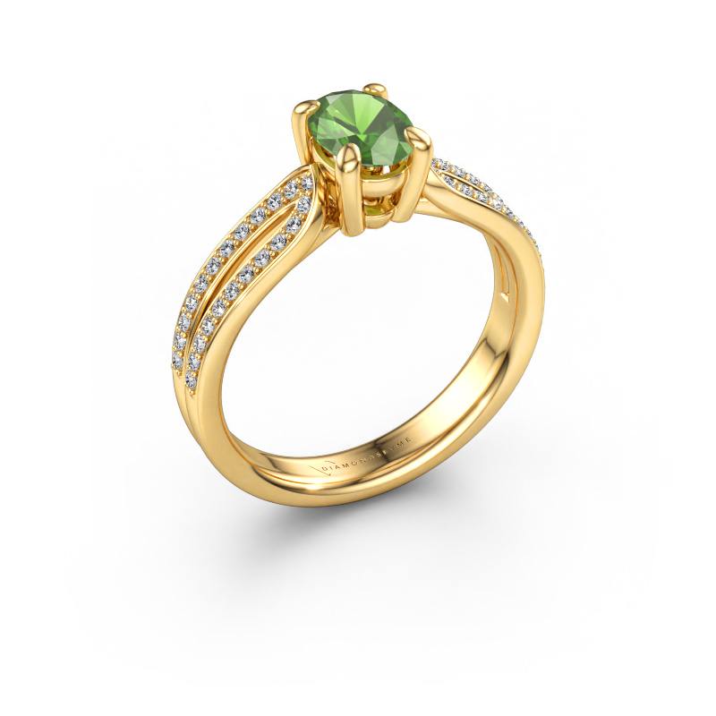 Bild von Verlobungsring Antonia ovl 2 585 Gold Turmalin grün 7x5 mm