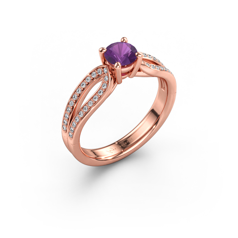 Immagine di Anello di fidanzamento Antonia rnd 2 585 oro rosa Ametista 5 mm