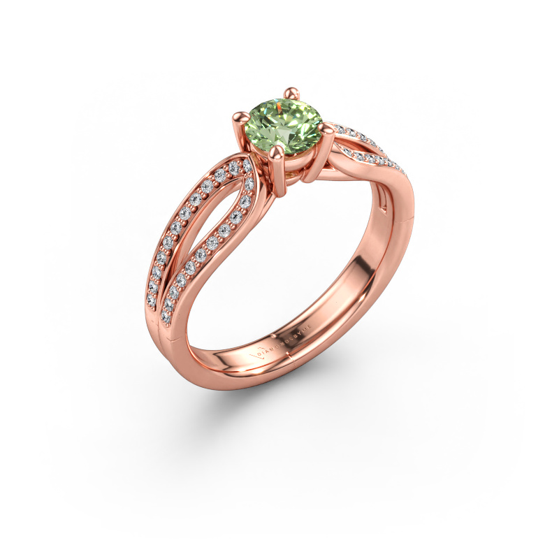 Immagine di Anello di fidanzamento Antonia rnd 2 585 oro rosa Diamante lab grown verde 5 mm
