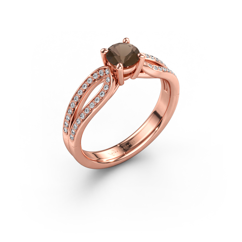 Immagine di Anello di fidanzamento Antonia rnd 2 585 oro rosa Quarzo fumé 5 mm