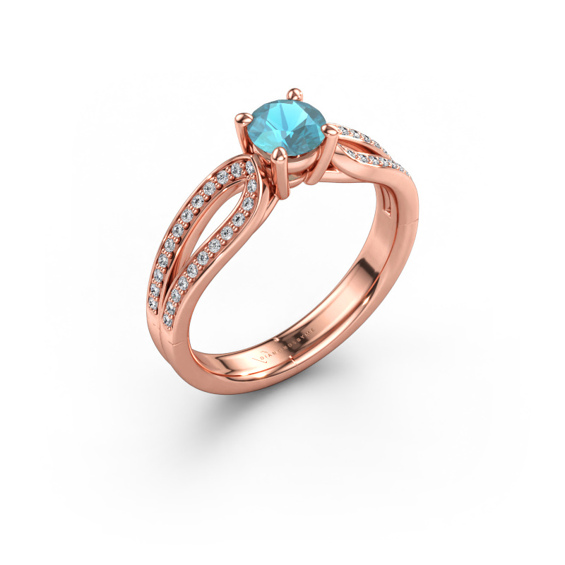 Immagine di Anello di fidanzamento Antonia rnd 2 585 oro rosa Topazio blu 5 mm
