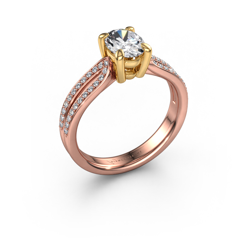 Image de Bague de fiançailles Antonia ovl 2 585 or rose Diamant synthétique 1.03 crt