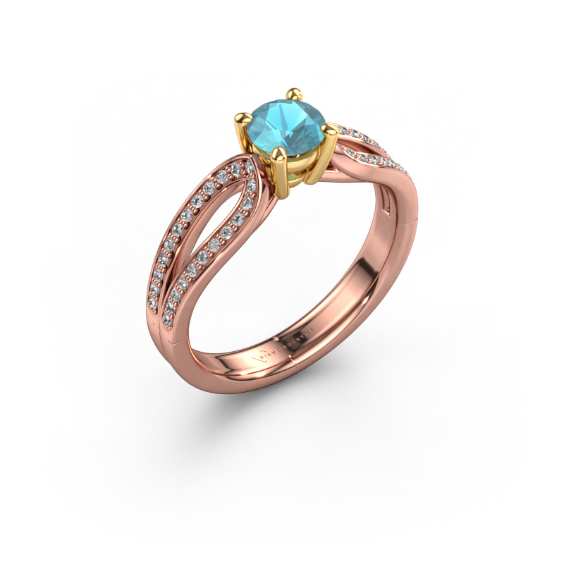 Bild von Verlobungsring Antonia rnd 2 585 Roségold Blau Topas 5 mm