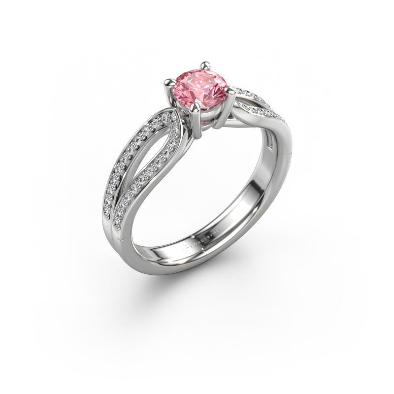 Image of Engagement ring Antonia rnd 2 950 platinum Pink lab grown diamond 5 mm