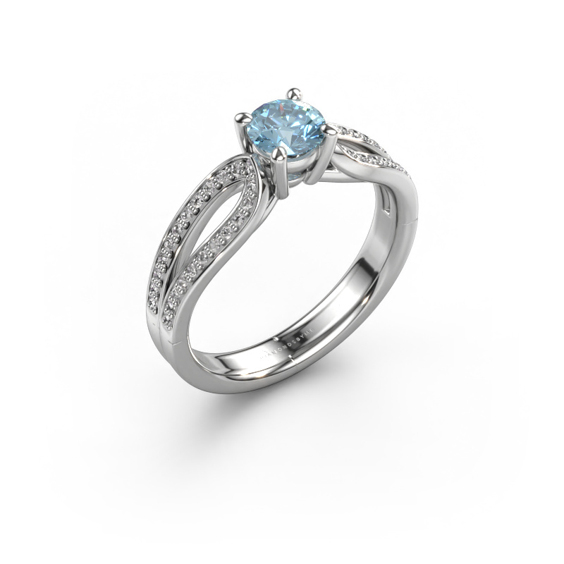 Bild von Verlobungsring Antonia rnd 2 950 Platin Blauer Labordiamant 5 mm