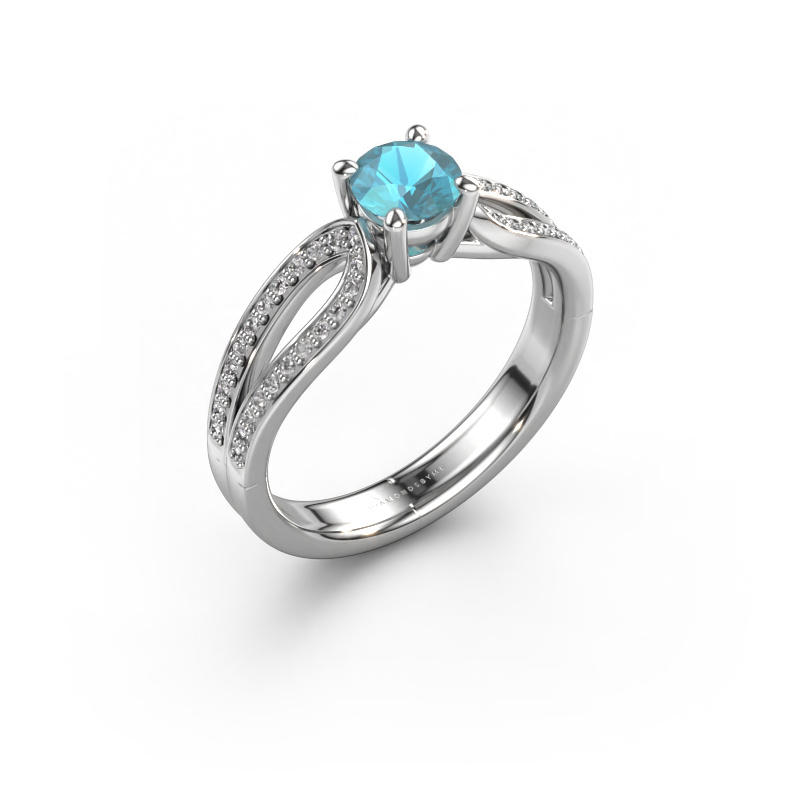 Image of Engagement ring Antonia rnd 2 950 platinum Blue topaz 5 mm