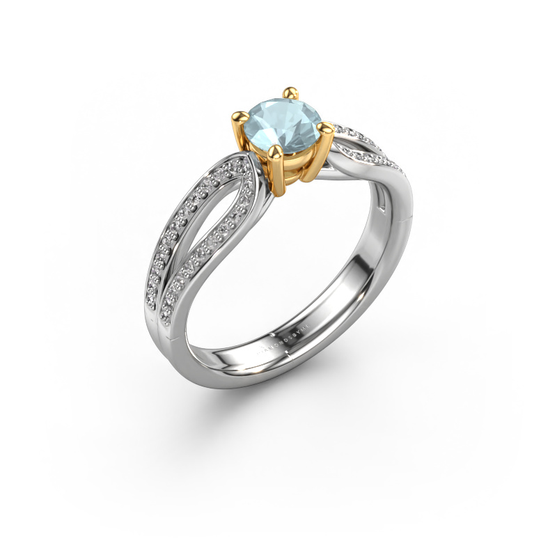 Image of Engagement ring Antonia rnd 2 585 white gold Aquamarine 5 mm