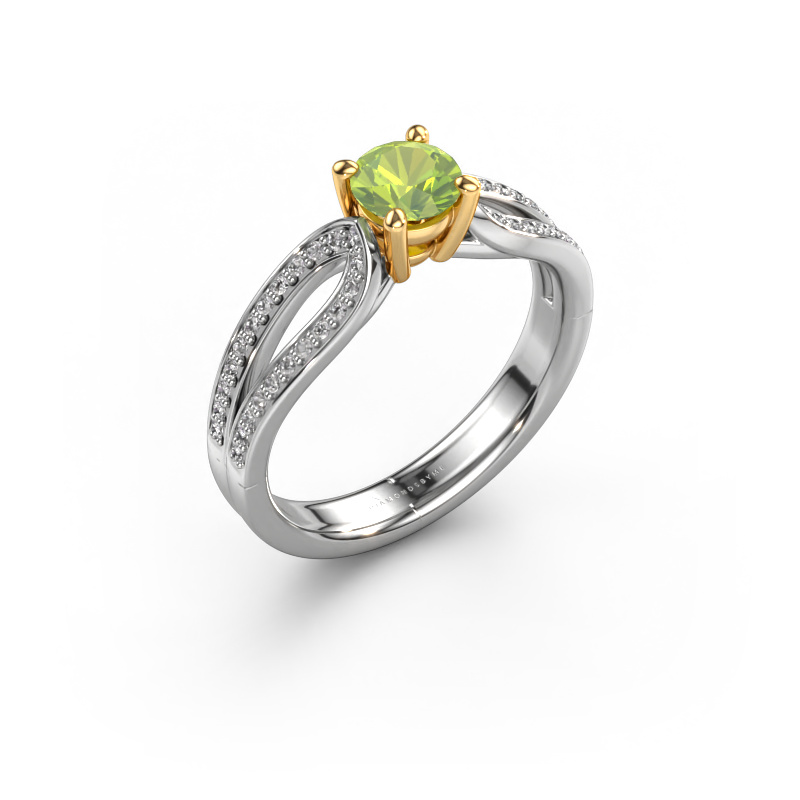 Image of Engagement ring Antonia rnd 2 585 white gold Peridot 5 mm