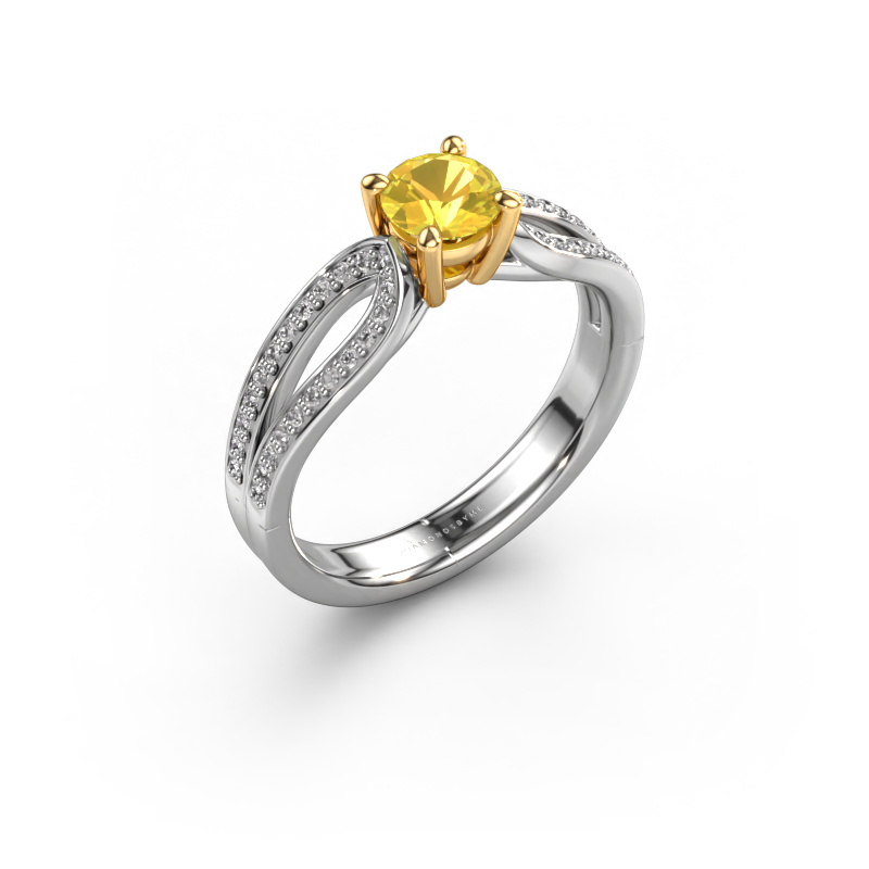 Bild von Verlobungsring Antonia rnd 2 585 Weißgold Gelb Saphir 5 mm
