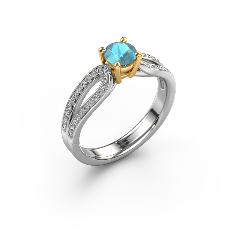 Bild von Verlobungsring Antonia rnd 2 585 Weißgold Blau Topas 5 mm