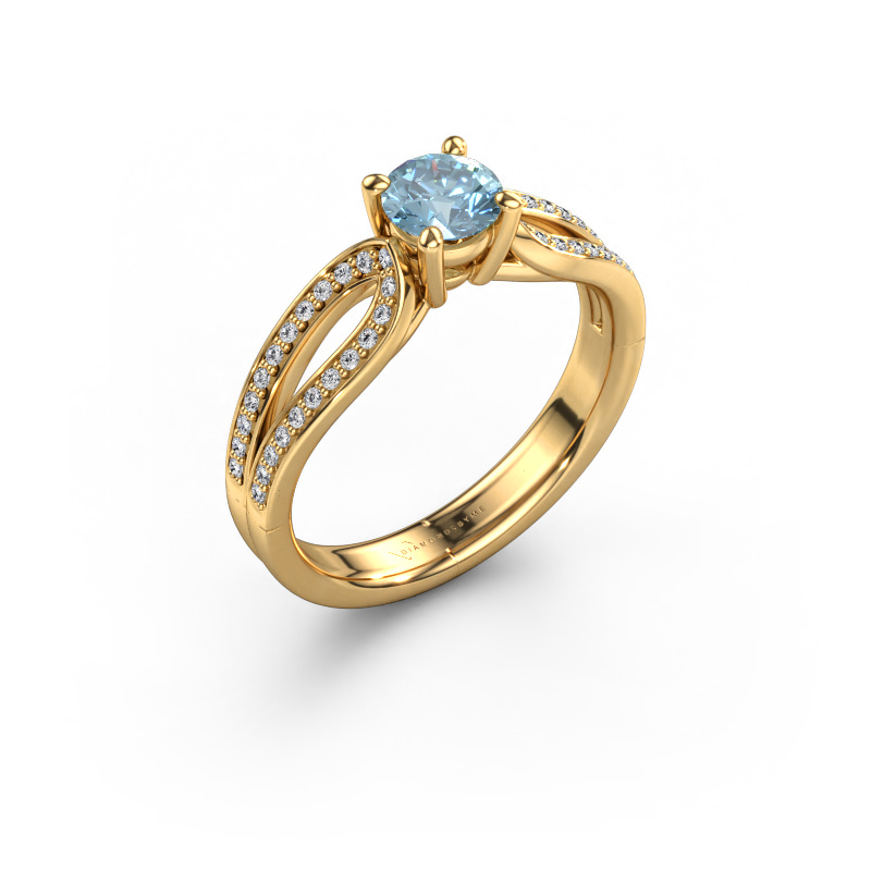 Image of Engagement ring Antonia rnd 2 585 gold Blue lab grown diamond 5 mm