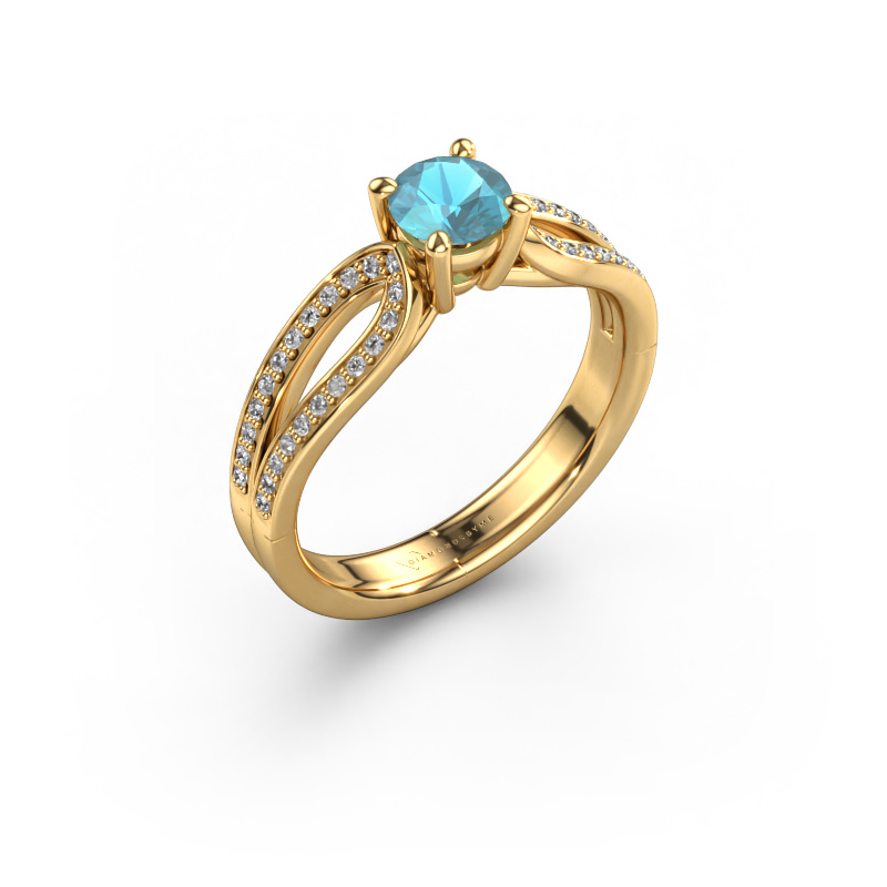 Image of Engagement ring Antonia rnd 2 585 gold Blue topaz 5 mm