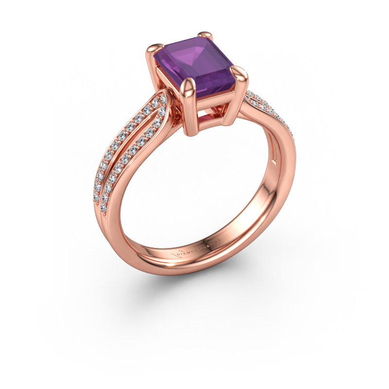 Immagine di Anello di fidanzamento Antonia eme 2 585 oro rosa Ametista 8x6 mm