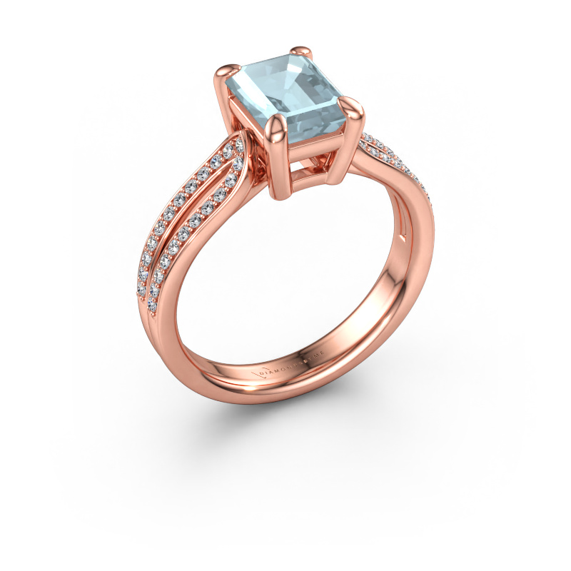 Immagine di Anello di fidanzamento Antonia eme 2 585 oro rosa Acquamarina 8x6 mm