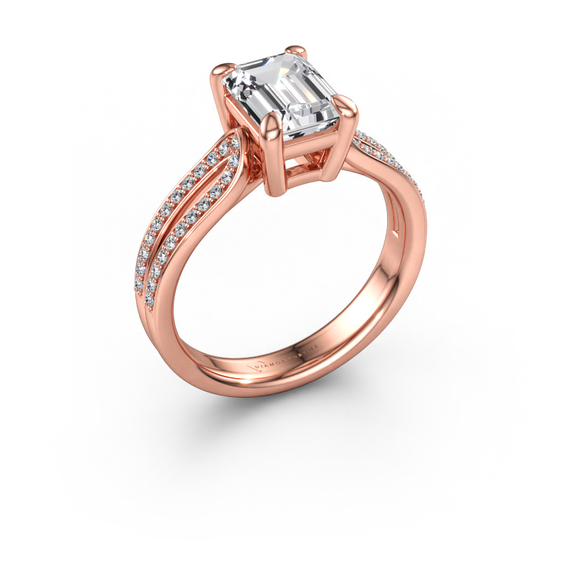 Immagine di Anello di fidanzamento Antonia eme 2 585 oro rosa Diamante a tua scelta 8x6 mm