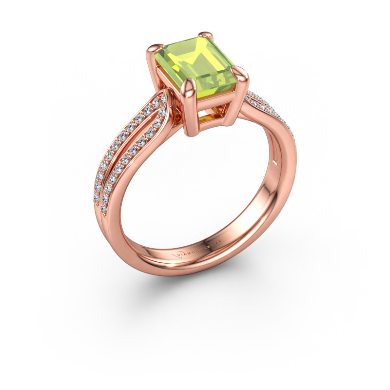 Immagine di Anello di fidanzamento Antonia eme 2 585 oro rosa Peridoto 8x6 mm