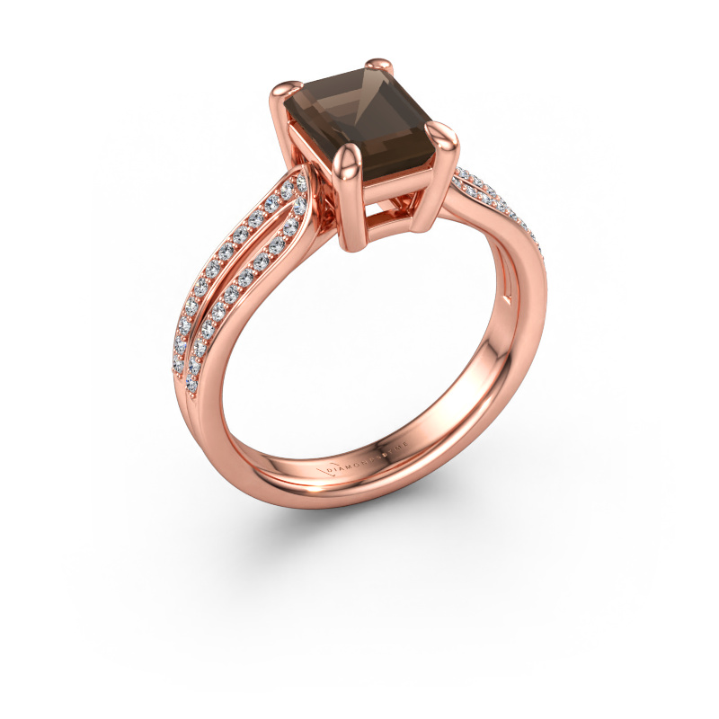 Bild av Förlovningsring Antonia eme 2 585 roséguld Rökkvarts 8x6 mm