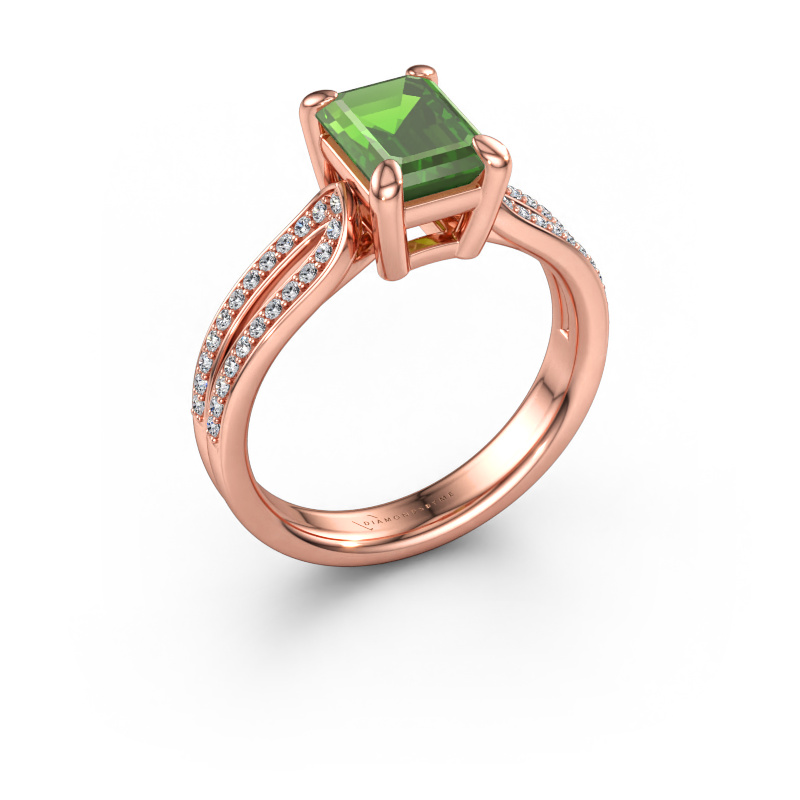 Bild av Förlovningsring Antonia eme 2 585 roséguld Grön turmalin 8x6 mm