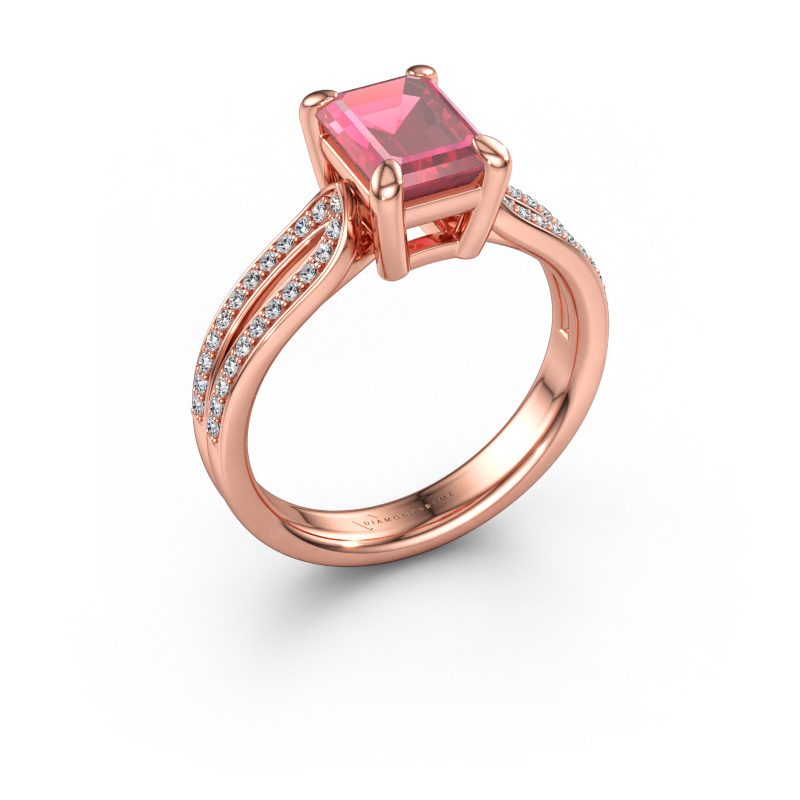 Bild av Förlovningsring Antonia eme 2 585 roséguld Rosa turmalin 8x6 mm