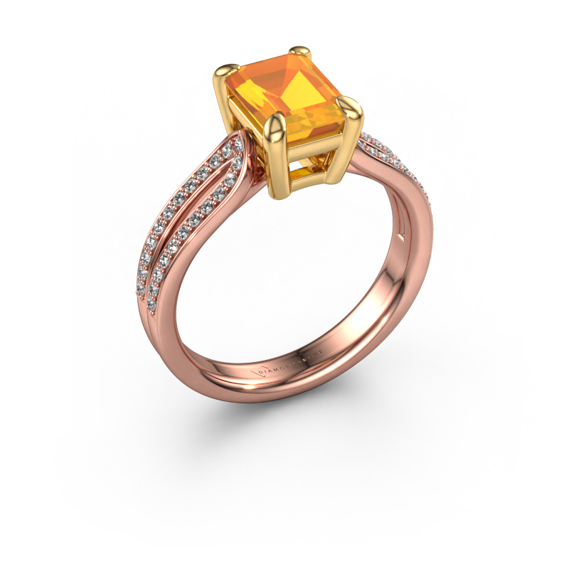 Image of Engagement ring Antonia eme 2 585 rose gold Citrin 8x6 mm