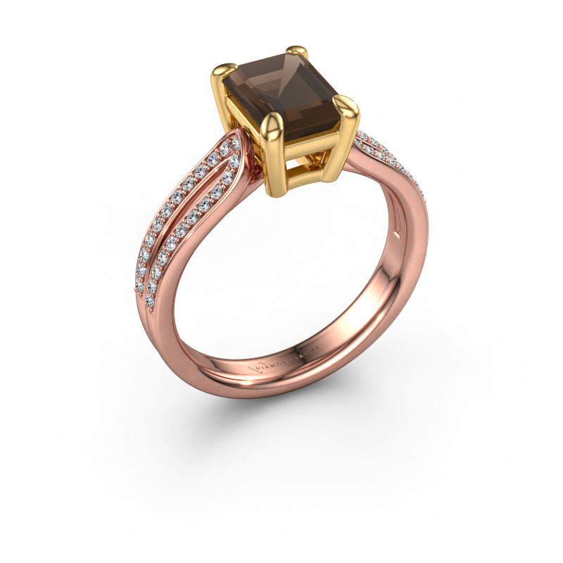 Bild von Verlobungsring Antonia eme 2 585 Roségold Rauchquarz 8x6 mm