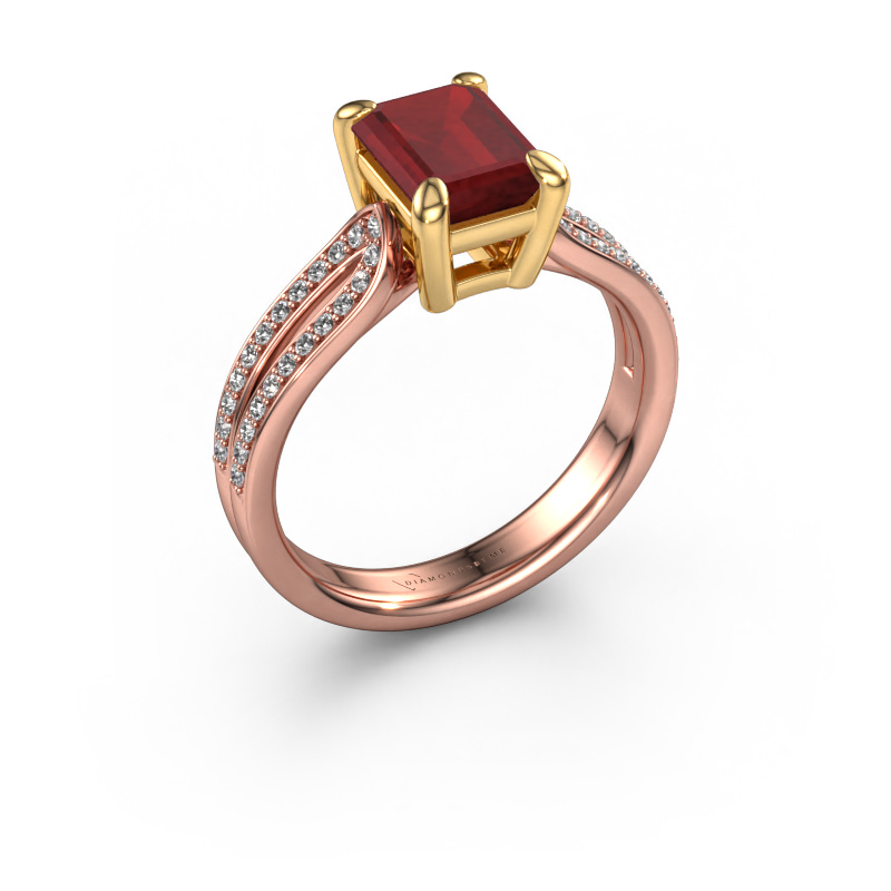 Image of Engagement ring Antonia eme 2 585 rose gold Ruby 8x6 mm