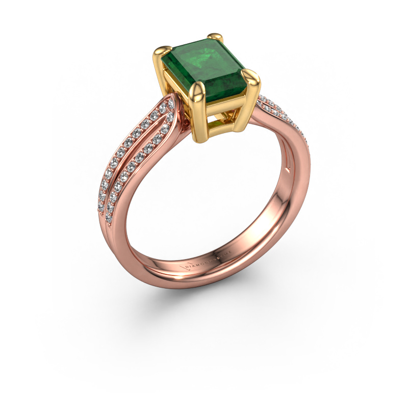 Image of Engagement ring Antonia eme 2 585 rose gold Emerald 8x6 mm