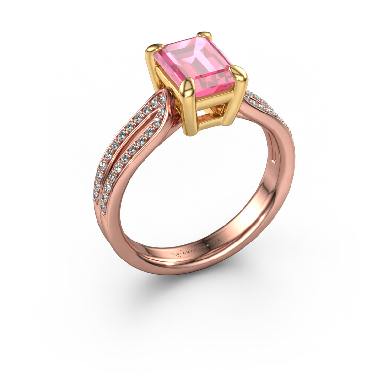Image de Bague de fiançailles Antonia eme 2 585 or rose Saphir rose 8x6 mm