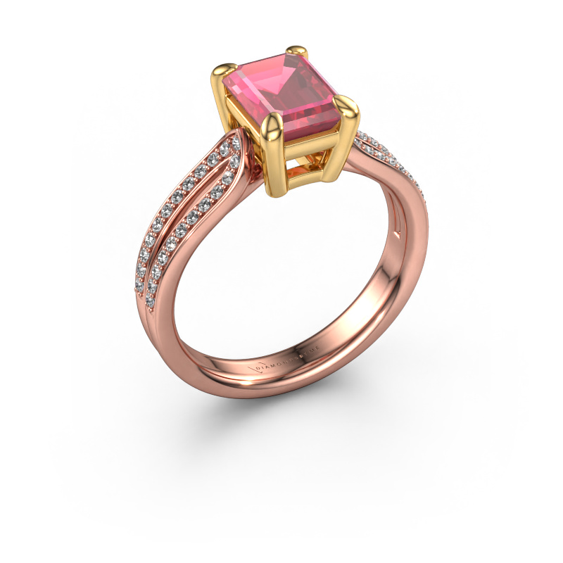 Image of Engagement ring Antonia eme 2 585 rose gold Tourmaline pink 8x6 mm
