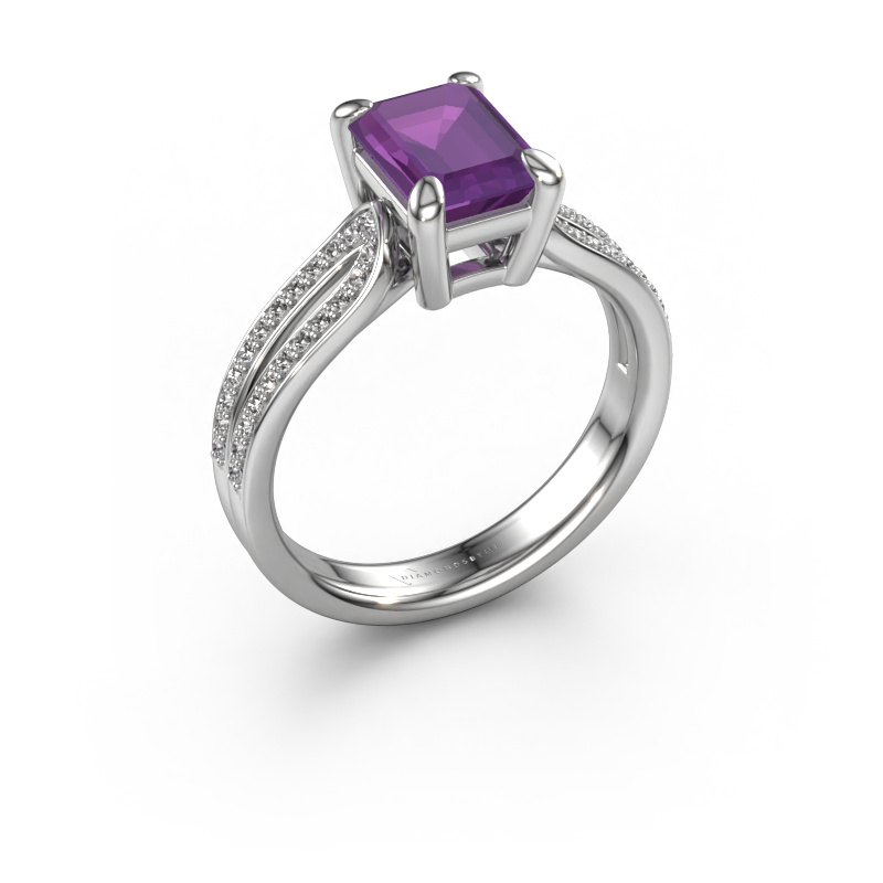 Image of Engagement ring Antonia eme 2 950 platinum Amethyst 8x6 mm