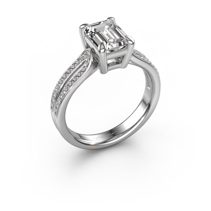 Image of Engagement ring Antonia eme 2 950 platinum Zirconia 8x6 mm