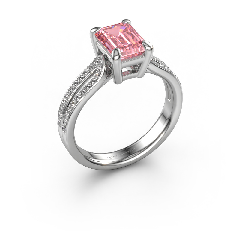 Afbeelding van Verlovingsring Antonia eme 2 950 platina Roze lab grown diamant 8x6 mm