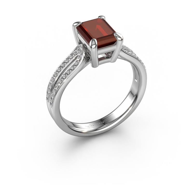 Image of Engagement ring Antonia eme 2 950 platinum Garnet 8x6 mm
