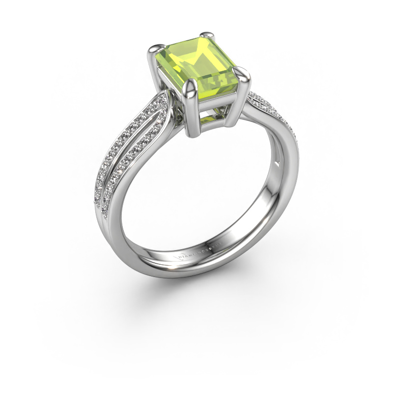 Image of Engagement ring Antonia eme 2 950 platinum Peridot 8x6 mm