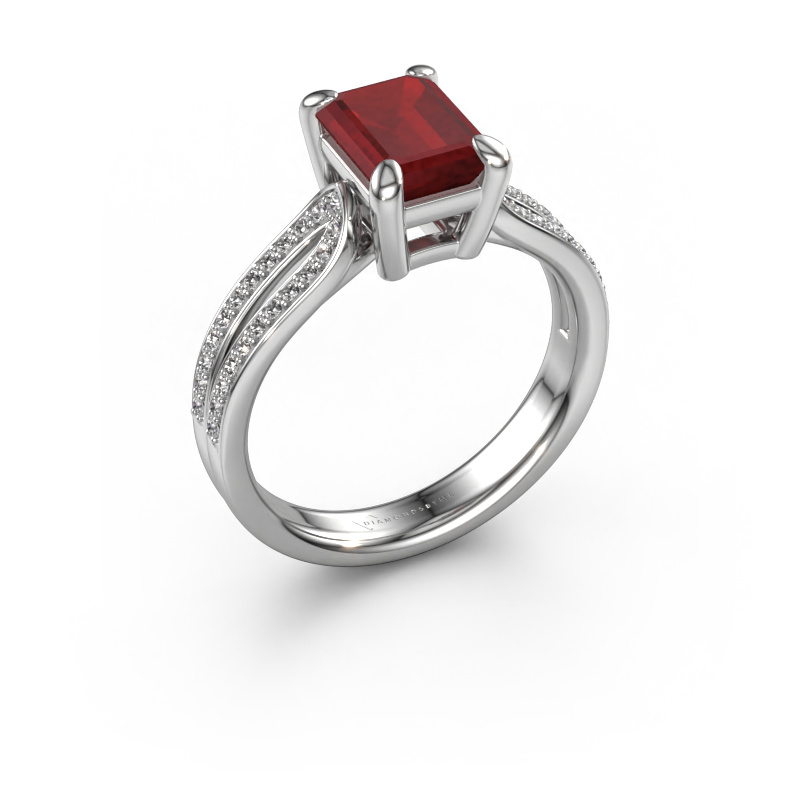 Image of Engagement ring Antonia eme 2 950 platinum Ruby 8x6 mm