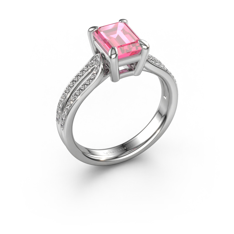 Image of Engagement ring Antonia eme 2 950 platinum Pink sapphire 8x6 mm
