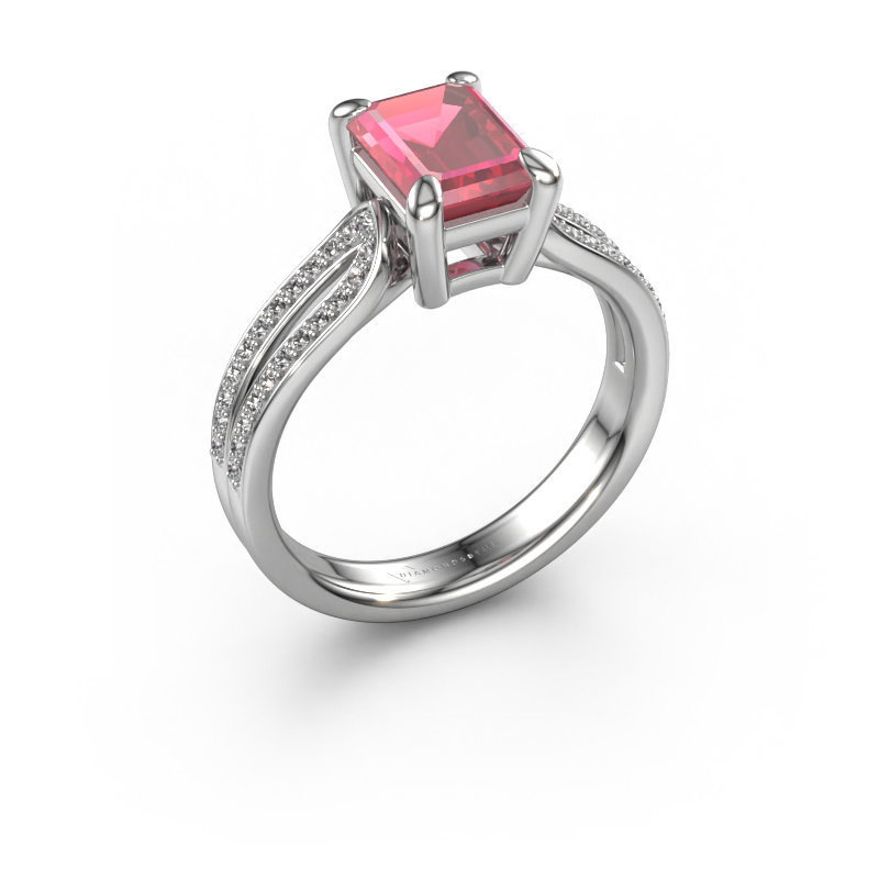 Image of Engagement ring Antonia eme 2 950 platinum Tourmaline pink 8x6 mm