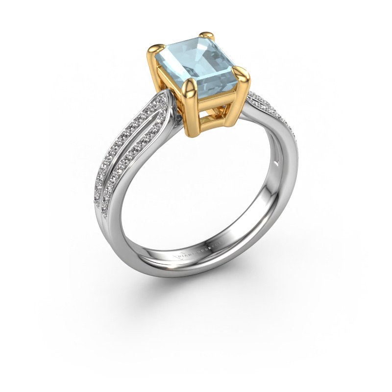 Bild von Verlobungsring Antonia eme 2 585 Weißgold Aquamarin 8x6 mm