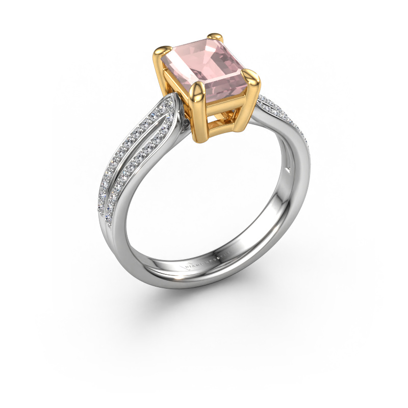 Image of Engagement ring Antonia eme 2 585 white gold Morganite champagne 8x6 mm