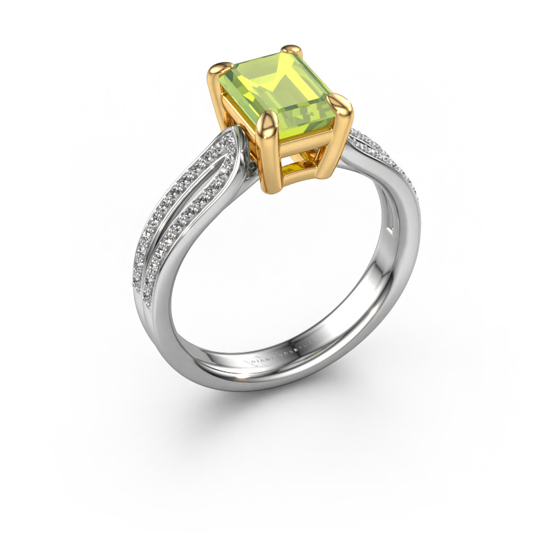 Image of Engagement ring Antonia eme 2 585 white gold Peridot 8x6 mm