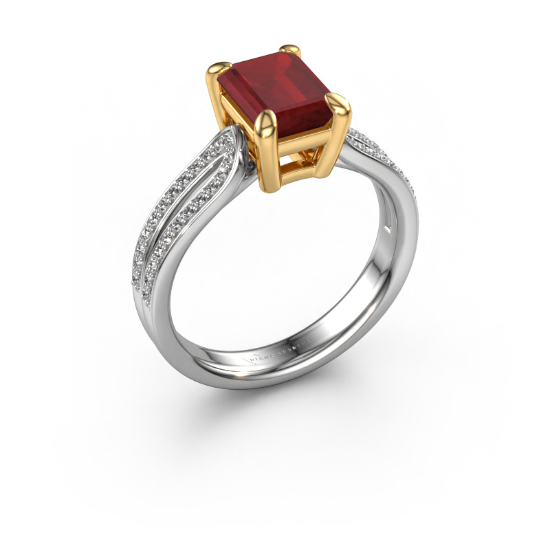 Bild von Verlobungsring Antonia eme 2 585 Weißgold Rubin 8x6 mm