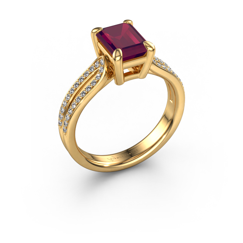 Image de Bague de fiançailles Antonia eme 2 585 or jaune Rhodolite 8x6 mm