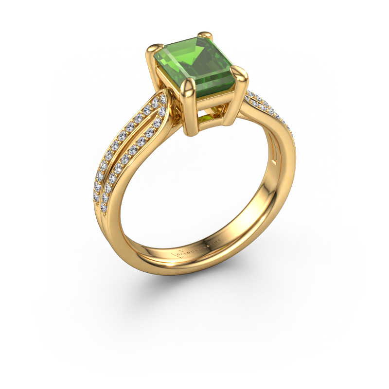 Image of Engagement ring Antonia eme 2 585 gold Tourmaline green 8x6 mm