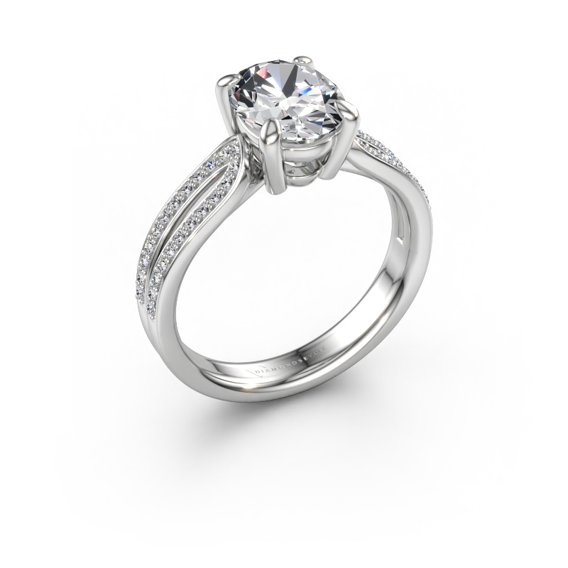 Immagine di Anello di fidanzamento Antonia ovl 2 585 oro bianco Diamante lab grown 2.03 crt