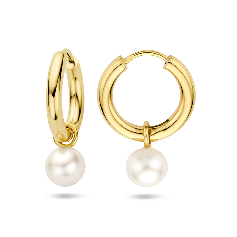Image of Drop earrings April 585 gold White pearl 6,5 mm