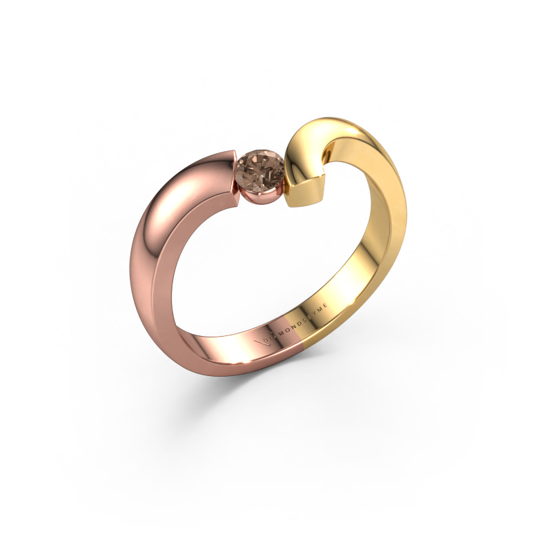 Image de Bague Arda 585 or rose Diamant brun 0.15 crt