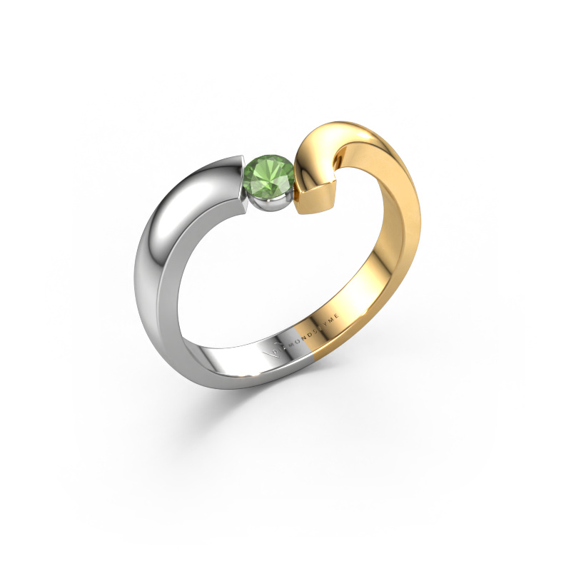 Image de Bague Arda 585 or blanc Vert tourmaline 3.4 mm