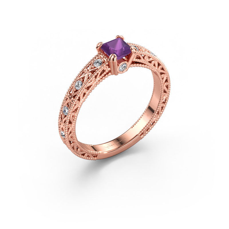 Bild av Förlovningsring Ardella 585 roséguld Ametist 4 mm