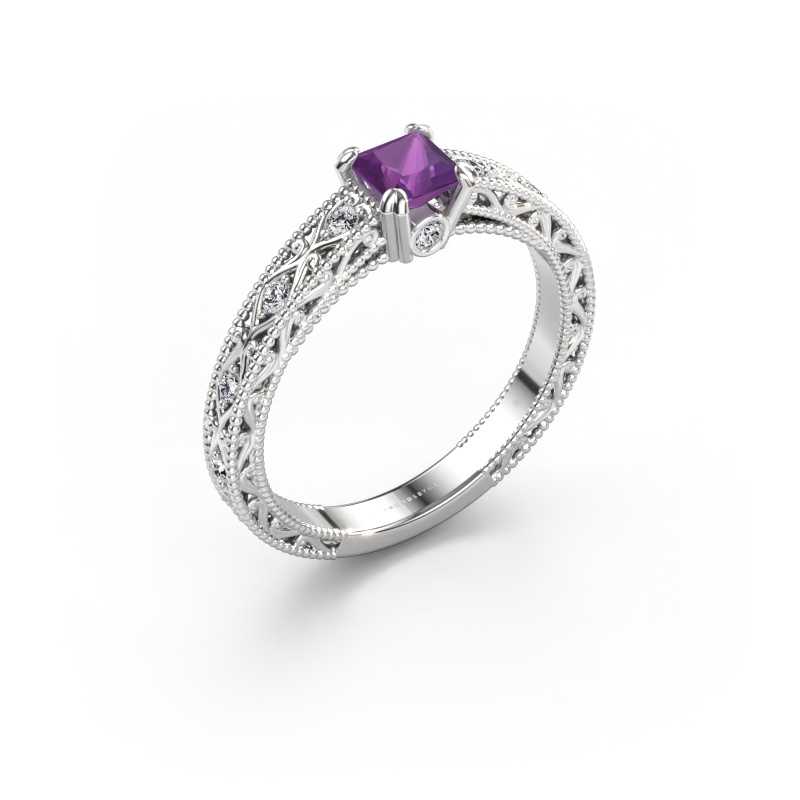 Immagine di Anello di fidanzamento Ardella 585 oro bianco Ametista 4 mm