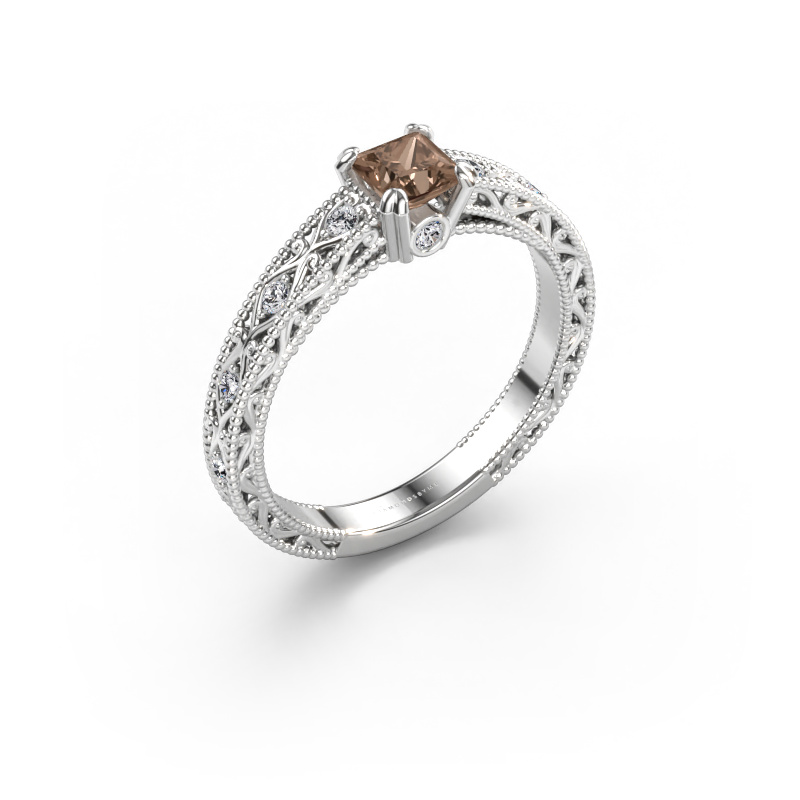 Bild av Förlovningsring Ardella 585 vitt guld Brun diamant 0.58 crt